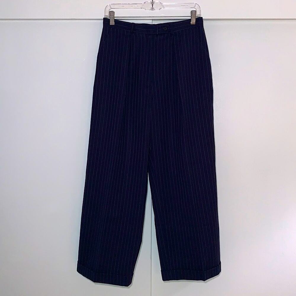 Lauren‎ Ralph Lauren worsted wool navy pinstripe pants - Picture 3 of 11